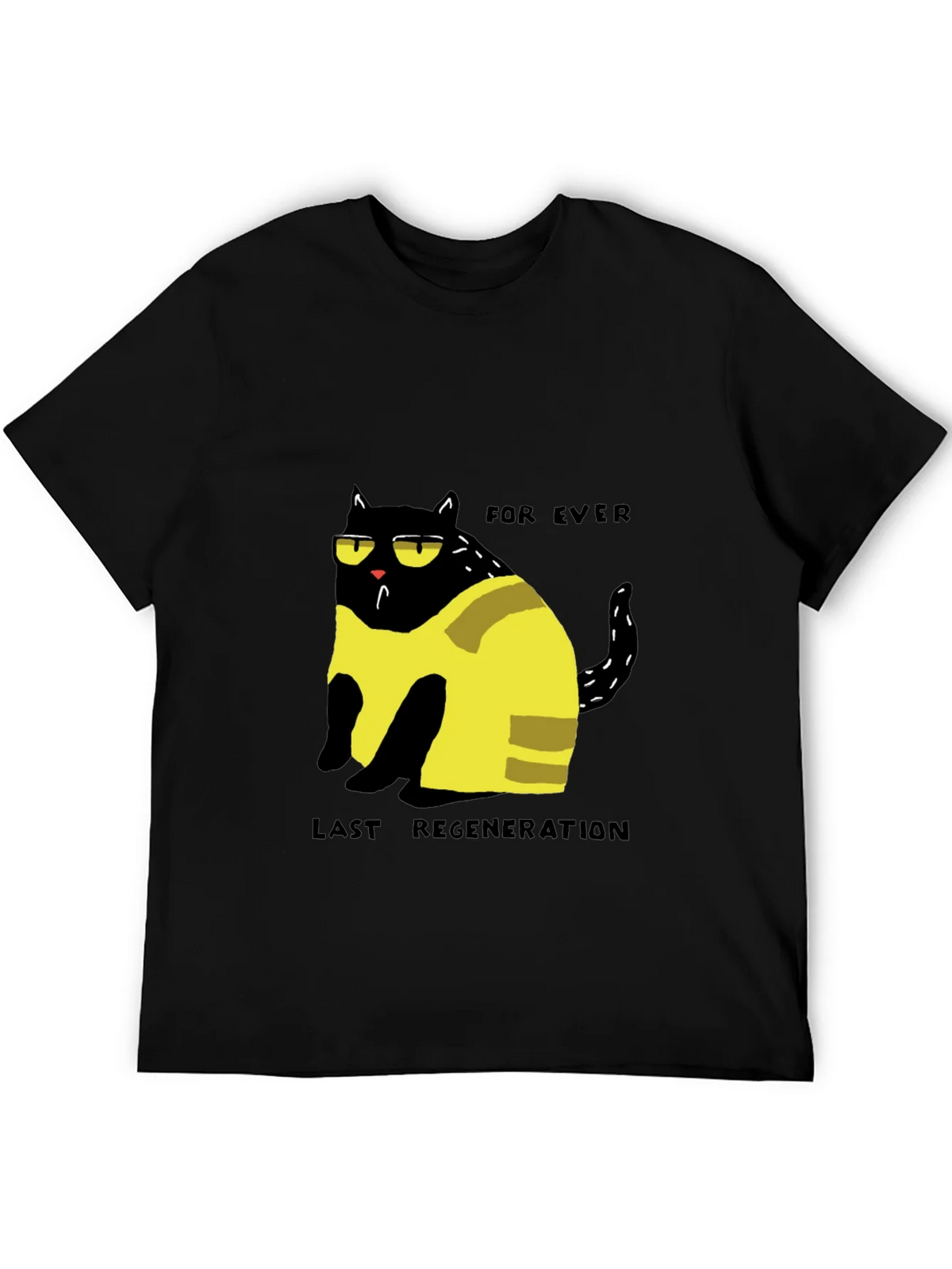 Funny Cat Forever Last Regeneration Black T-Shirt