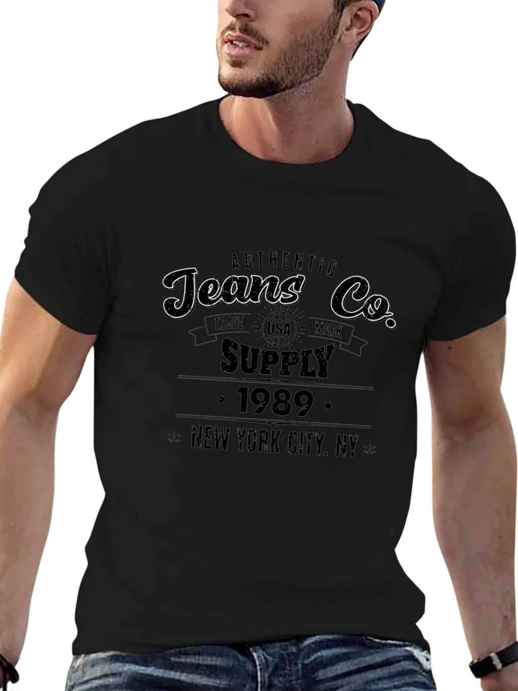 Authentic Jeans Co. Black Graphic T-Shirt