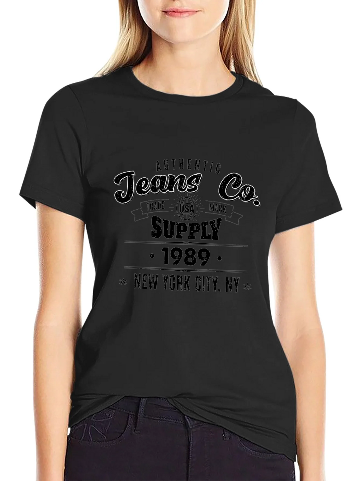 Authentic Jeans Co. Black Graphic T-Shirt