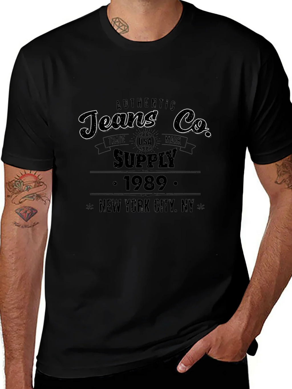 Authentic Jeans Co. Black Graphic T-Shirt