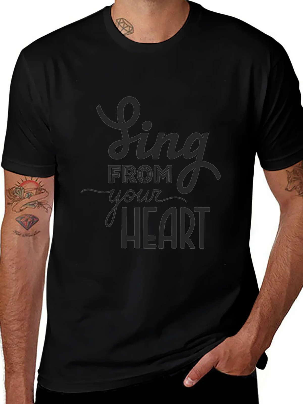 Sing From Your Heart Graphic Tee - Black Casual T-Shirt