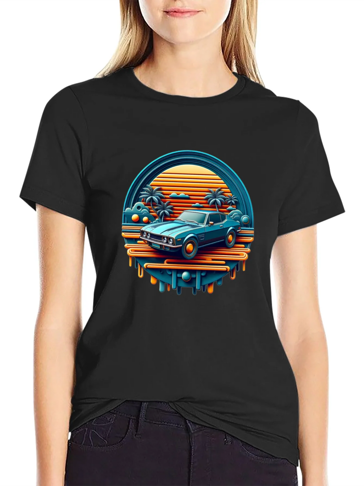 Retro Car T-Shirt - Vintage Sunset Graphic Tee
