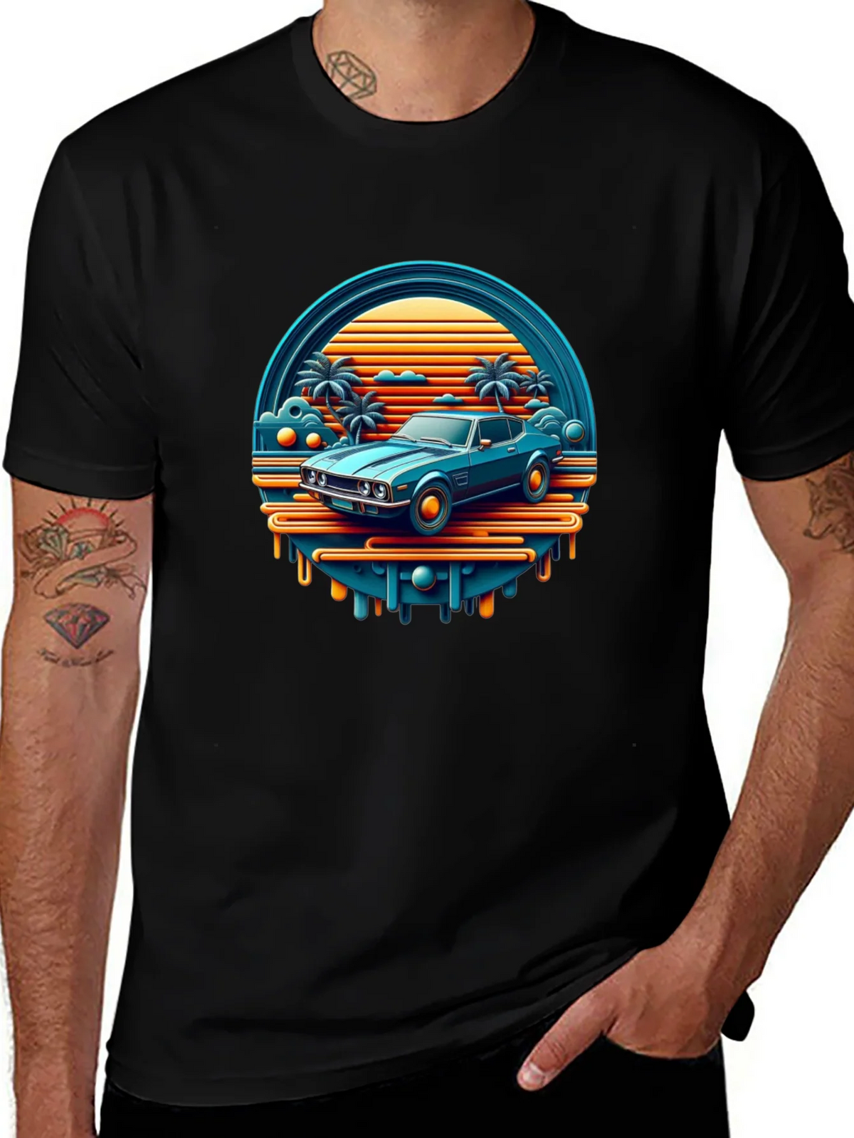 Retro Car T-Shirt - Vintage Sunset Graphic Tee
