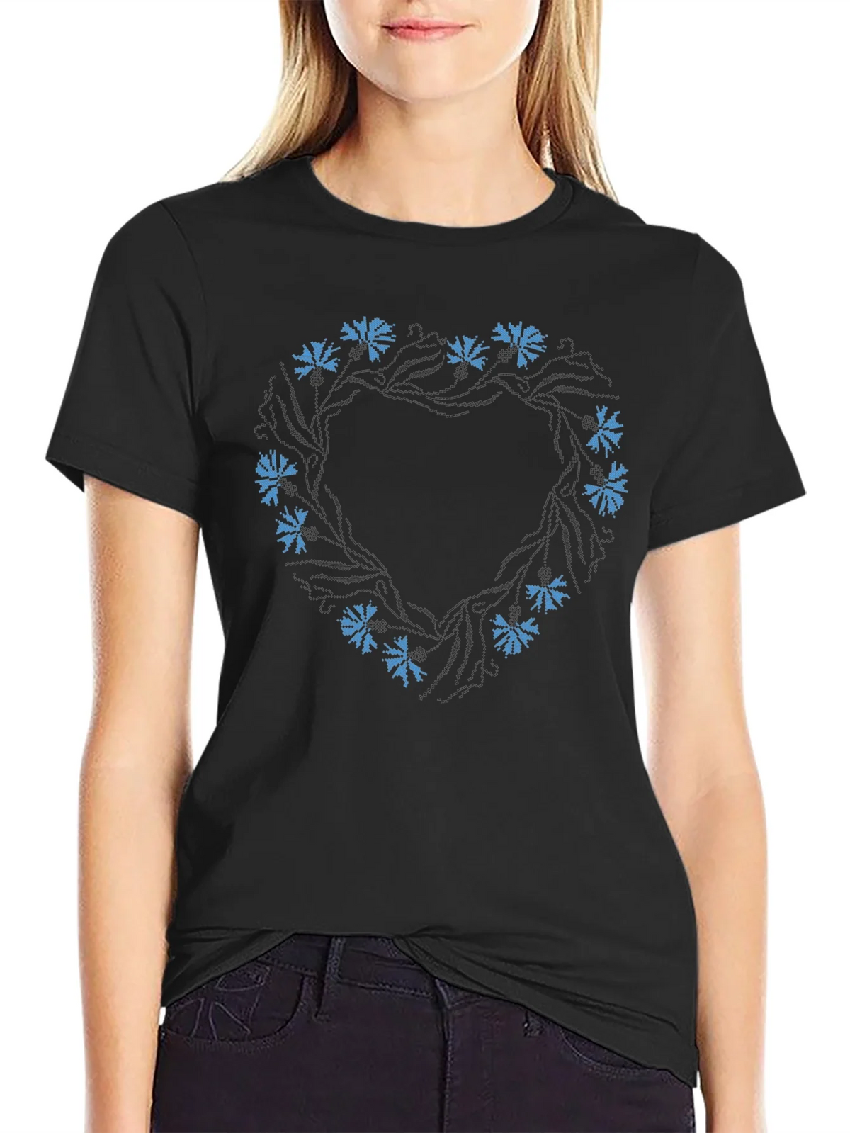 Floral Wreath Black T-Shirt