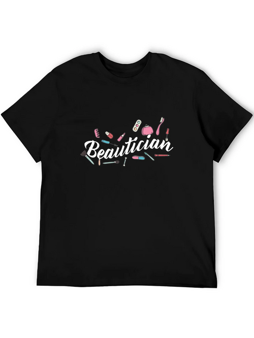 Beautician Graphic Print Black T-Shirt