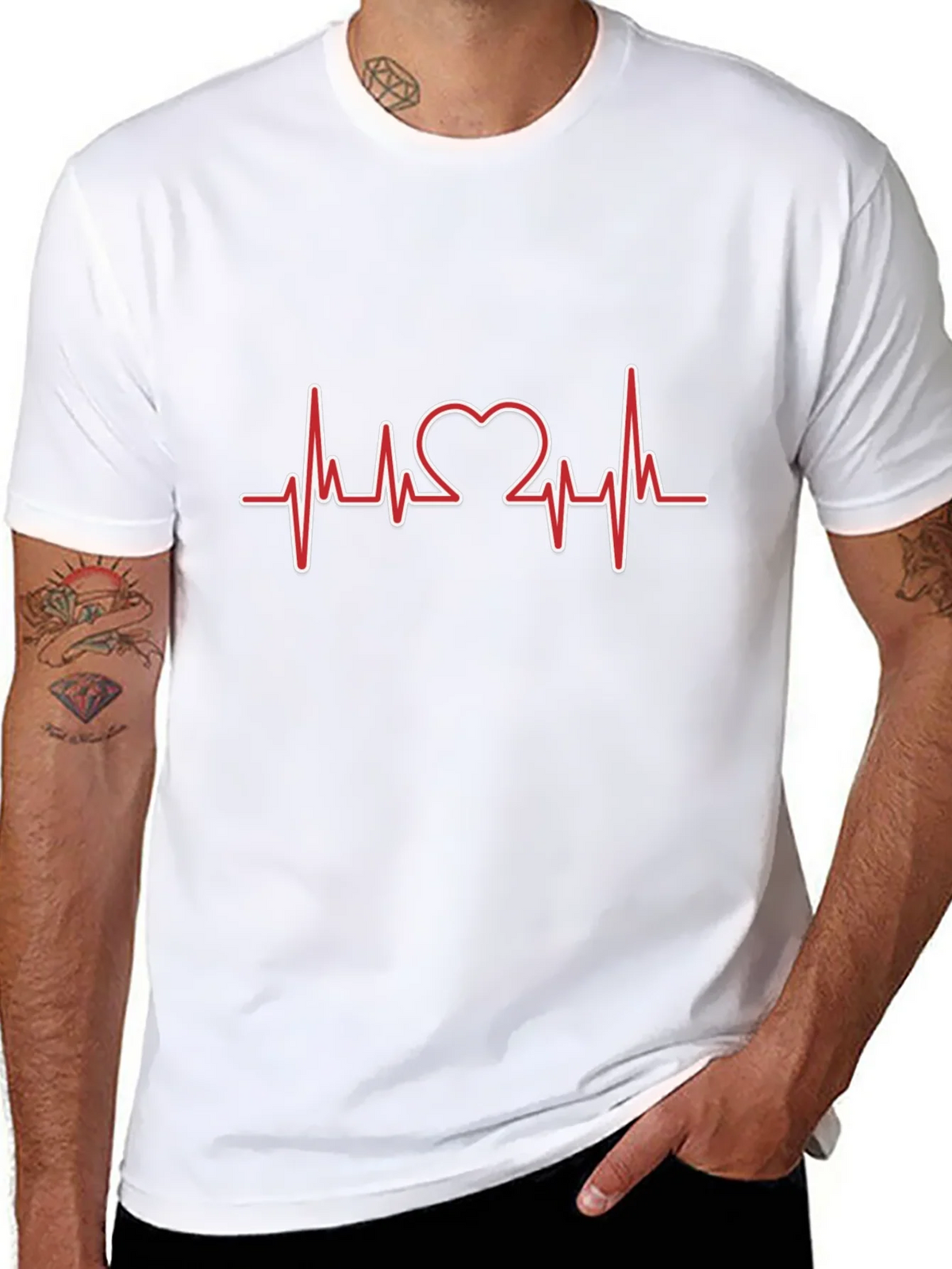Heartbeat Heart Love Design T-Shirt
