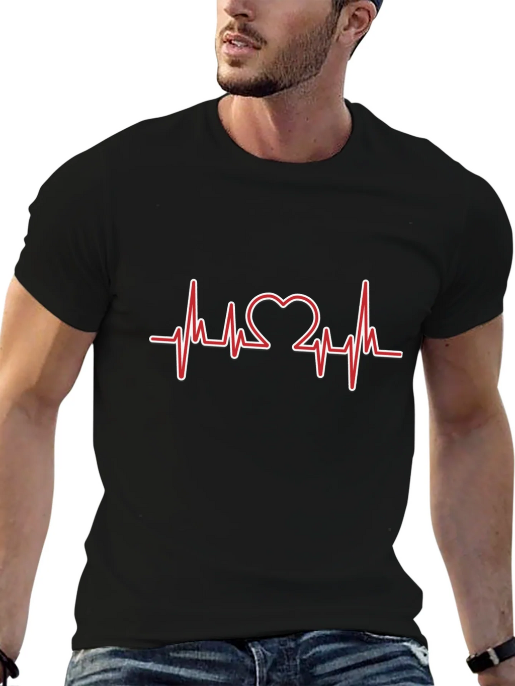 Heartbeat Heart Love Design T-Shirt