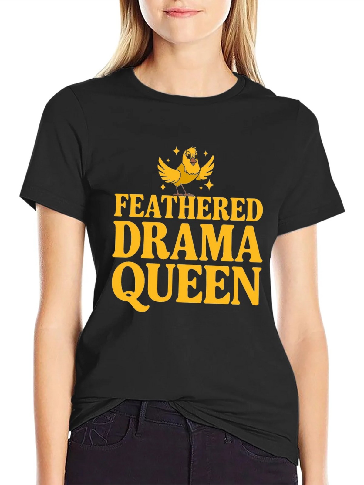 Feathered Drama Queen Black T-Shirt